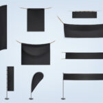 Vector set of black blank textile banners