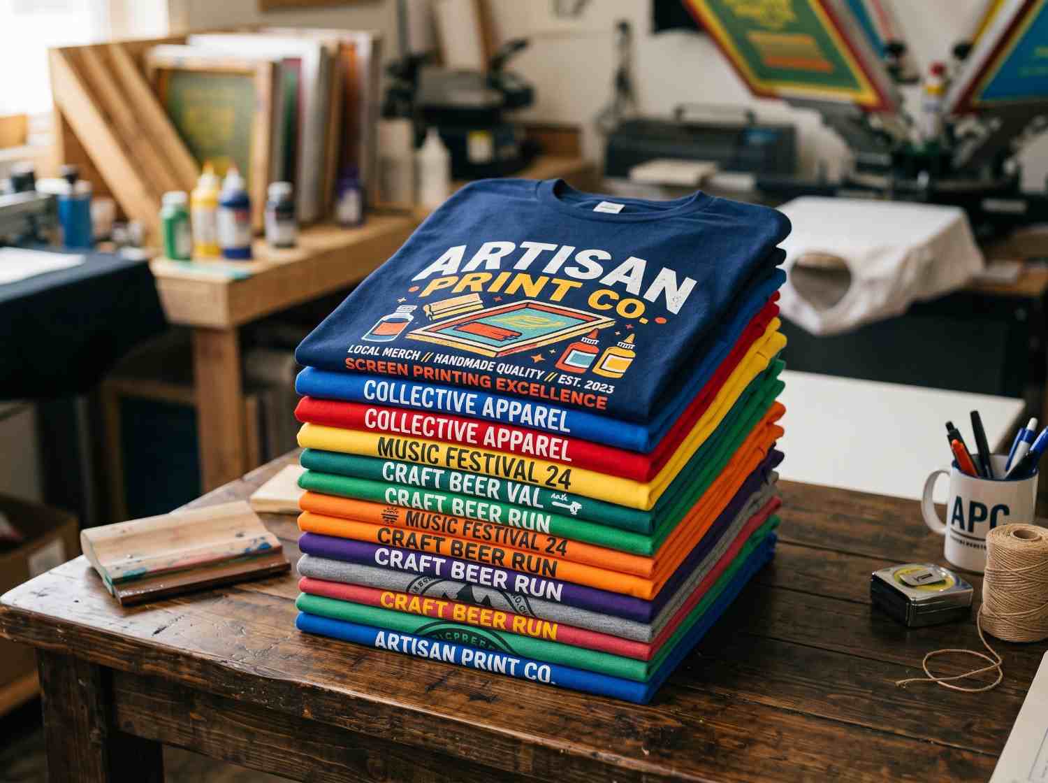 Stack of Printed Promotional T-Shirts